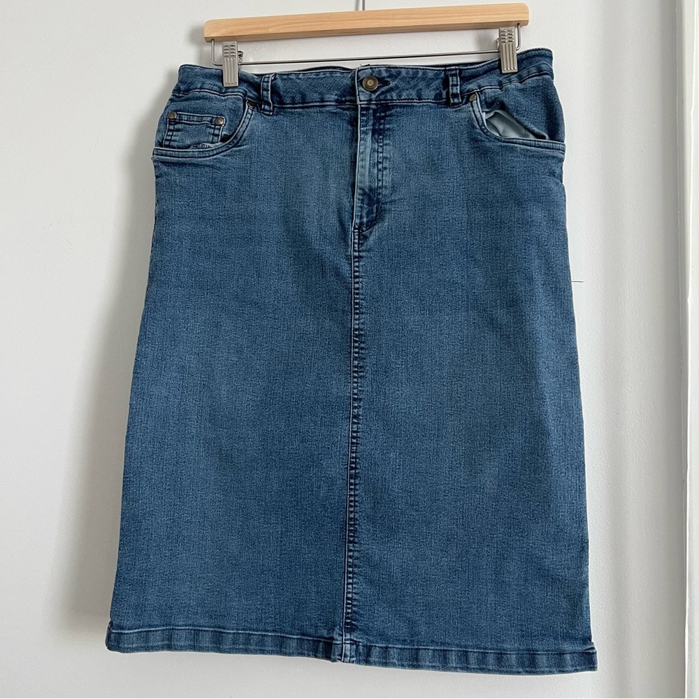 Woman Within Blue Denim Pencil Skirt